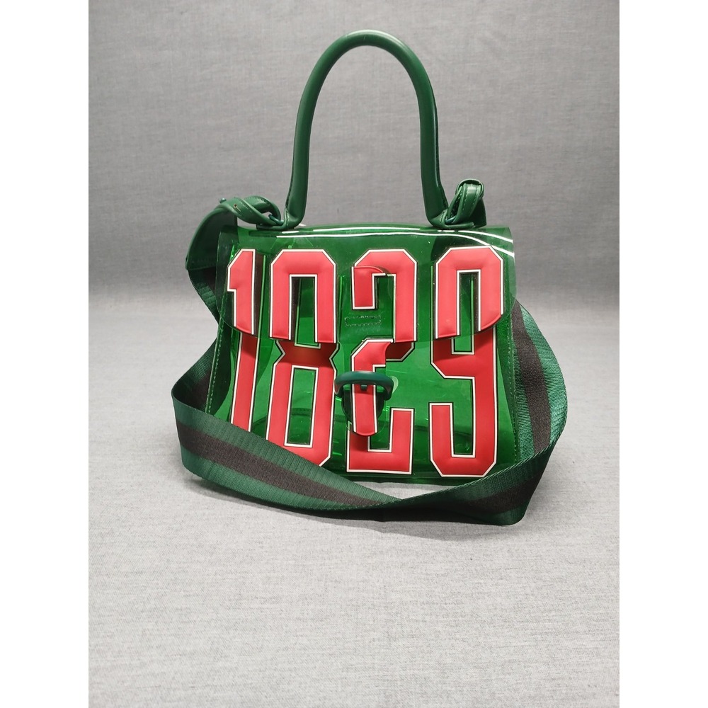 Green Glossy "1829" Tote - Carry Handles + Adjustable Crossbody Strap!